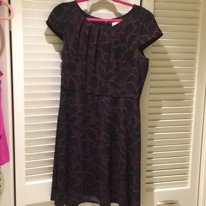 LOFT Fit and Flare Cap Sleeve Floral Dress